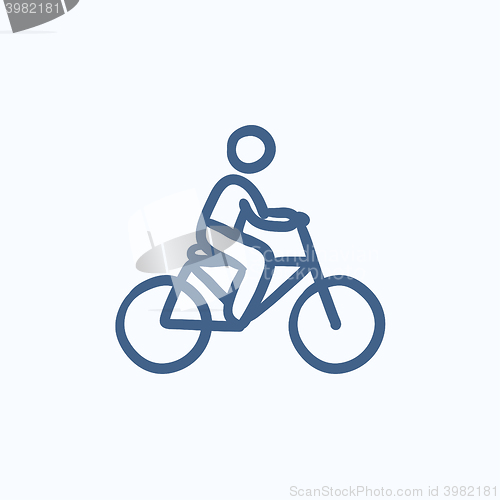 Image of Man riding bike sketch icon.