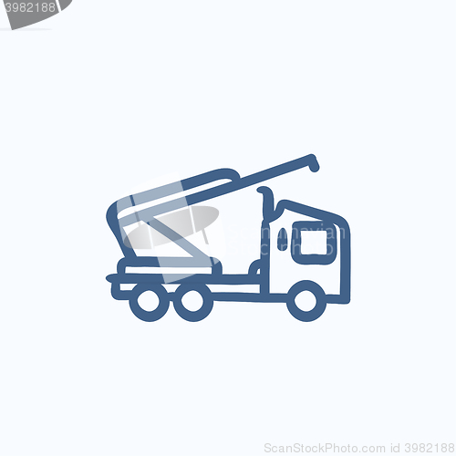 Image of Machine with a crane and cradles sketch icon.