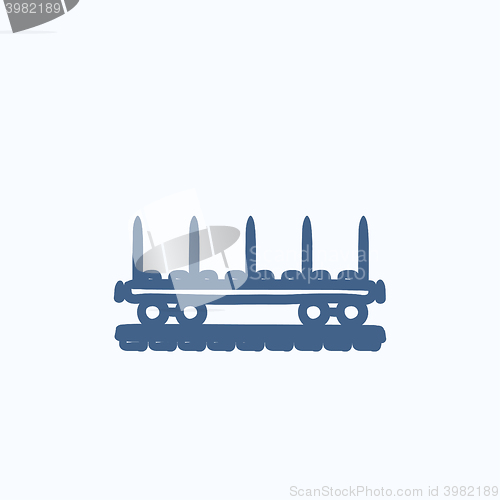 Image of Cargo wagon sketch icon.