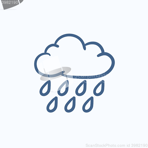 Image of Cloud and rain sketch icon.