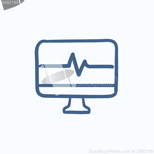 Image of Heart beat monitor sketch icon.