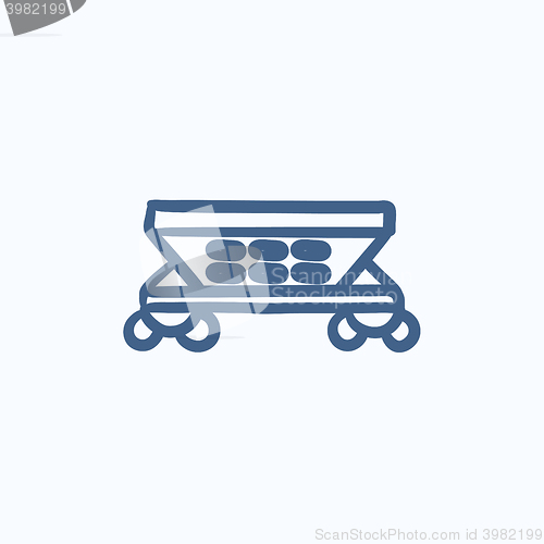 Image of Cargo wagon sketch icon.