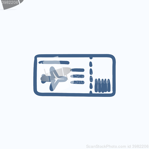 Image of Flight ticket sketch icon.