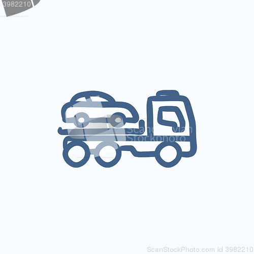 Image of Car towing truck sketch icon.