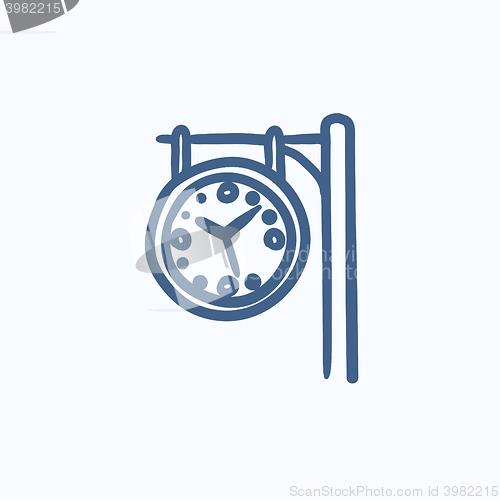 Image of Train station clock sketch icon.