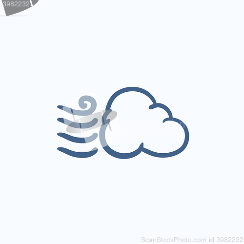 Image of Windy cloud sketch icon.