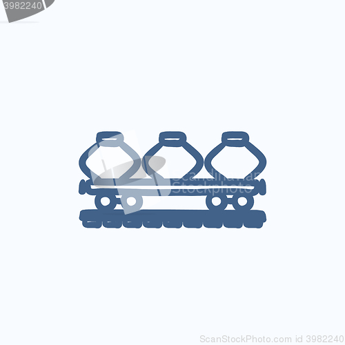 Image of Cargo wagon sketch icon.