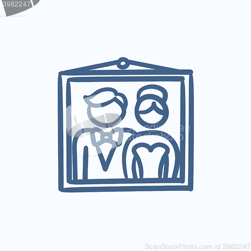 Image of Wedding photo sketch icon.