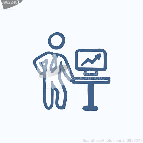 Image of Business presentation sketch icon.