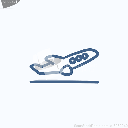 Image of Plane taking off sketch icon.
