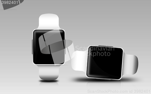 Image of smart watches with black blank screen over gray
