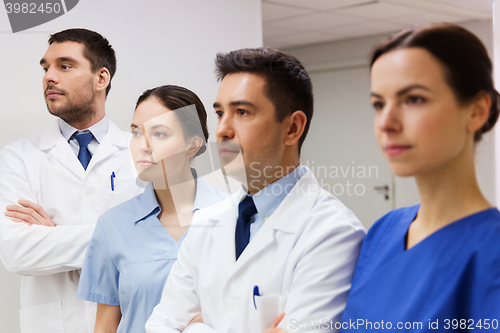 Image of group of medics or doctors at hospital