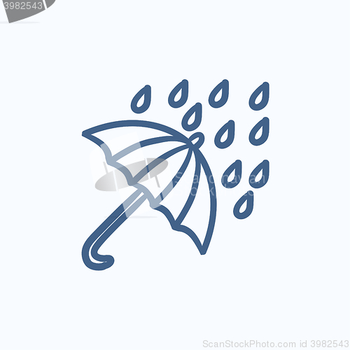 Image of Rain and umbrella sketch icon.