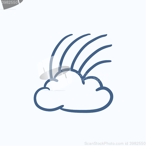 Image of Rainbow in cloud sketch icon.