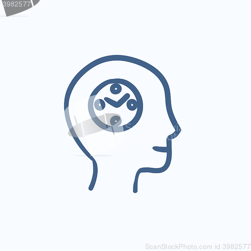 Image of Human head with clock sketch icon.