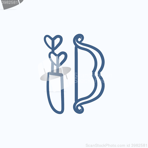 Image of Bow and arrows sketch icon.