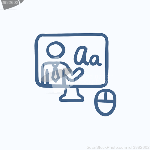 Image of Online education sketch icon.