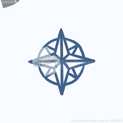 Image of Compass wind rose sketch icon.