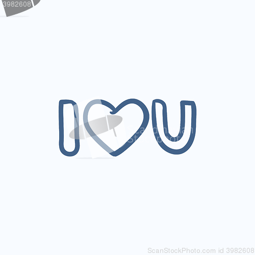 Image of Abbreviation i love you sketch icon.