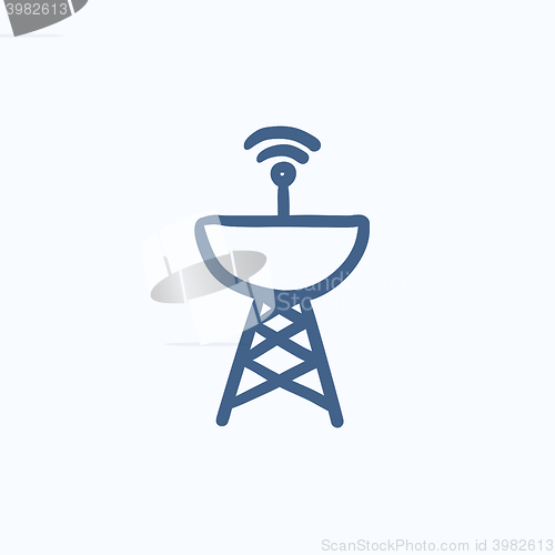 Image of Radar satellite dish sketch icon.