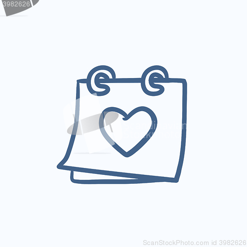 Image of Calendar with heart sketch icon.