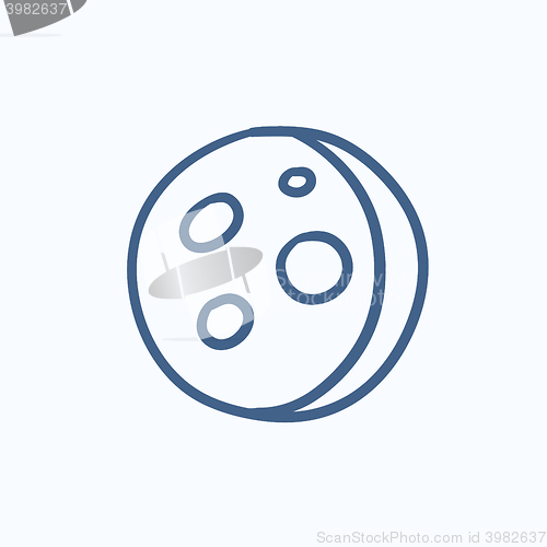 Image of Moon surface with cheese holes sketch icon.