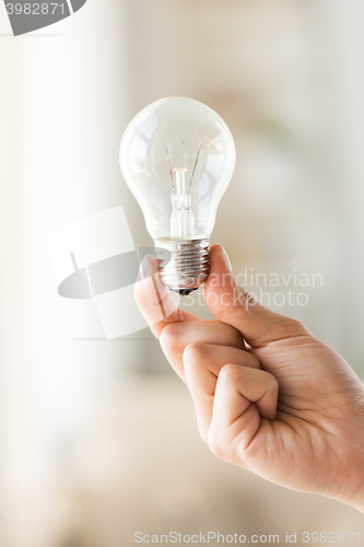 Image of close up of hand holding edison lamp or lightbulb