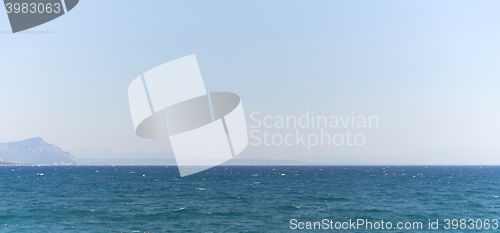 Image of seascape with mountains