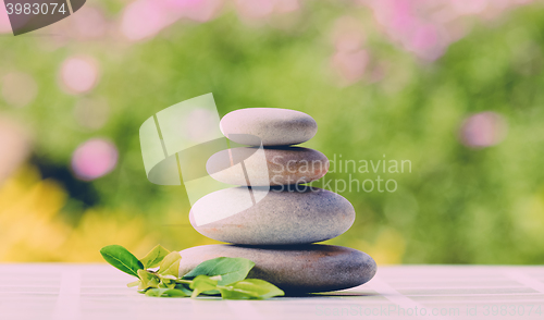 Image of balancing pebble zen stones outdoor