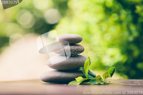 Image of balancing pebble zen stones outdoor