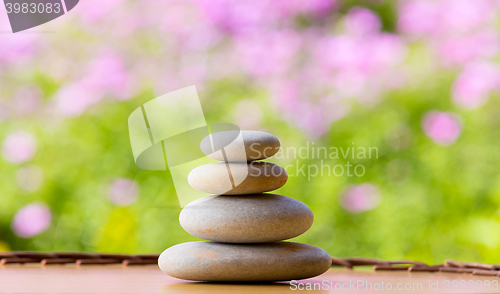 Image of balancing pebble zen stones outdoor