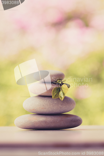 Image of balancing pebble zen stones outdoor