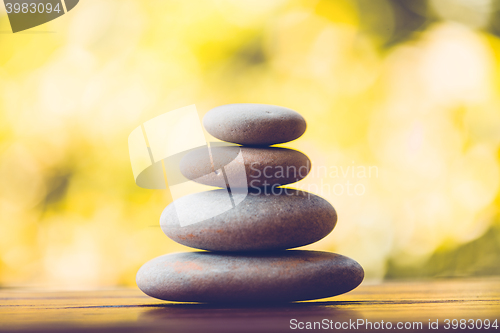 Image of balancing pebble zen stones outdoor