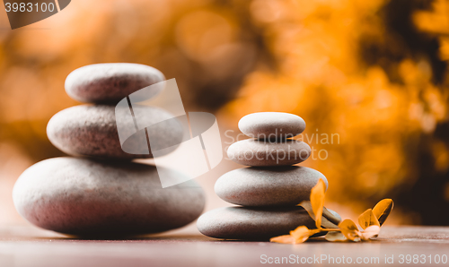 Image of balancing pebble zen stones outdoor