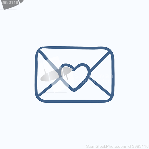 Image of Envelope with heart sketch icon.