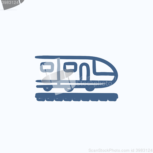 Image of Modern high speed train sketch icon.