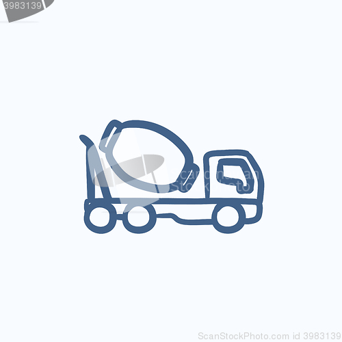 Image of Concrete mixer truck sketch icon.