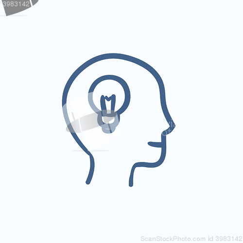 Image of Human head with idea sketch icon.