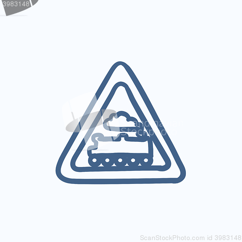 Image of Train sign sketch icon.