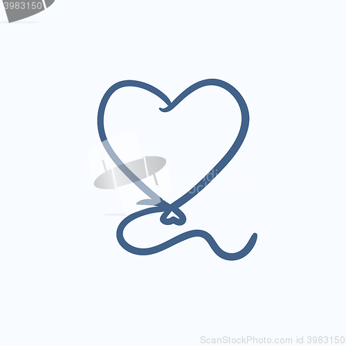 Image of Heart balloon sketch icon.