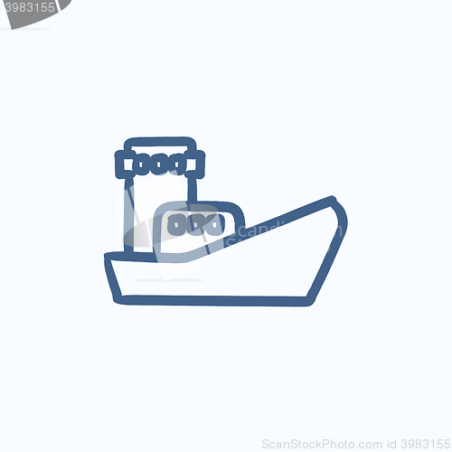 Image of Cargo container ship sketch icon.