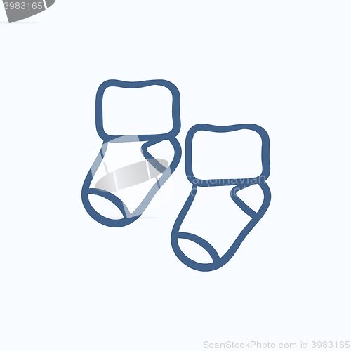 Image of Baby socks sketch icon.