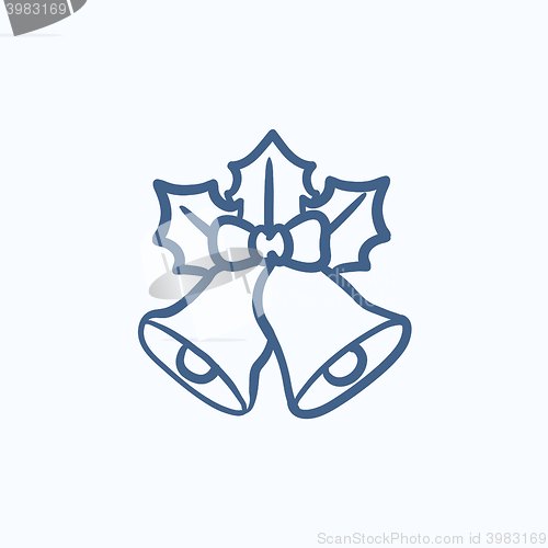 Image of Christmas bells  sketch icon.