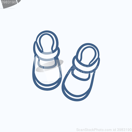 Image of Baby booties sketch icon.