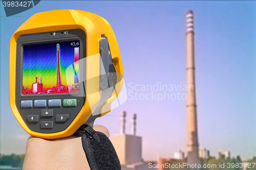 Image of Record heat emission at the Chimney of energy station with infra