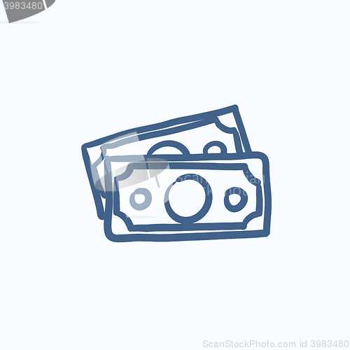 Image of Money banknotes sketch icon.