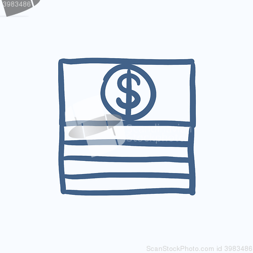 Image of Stack of dollar bills sketch icon.