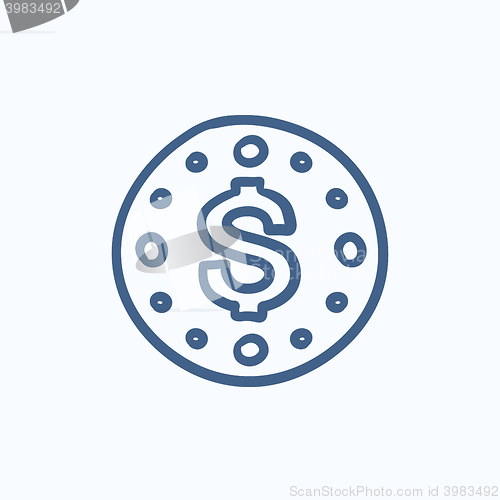 Image of Wall clock with dollar symbol sketch icon.