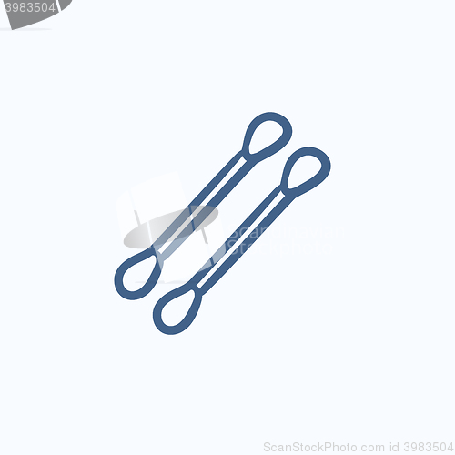 Image of Cotton buds sketch icon. 