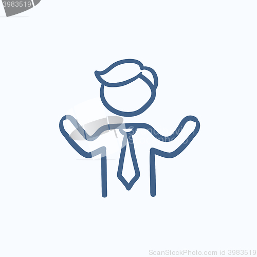 Image of Man with raised arms sketch icon.